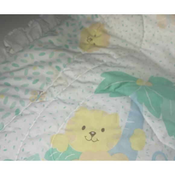 Vintage Baby Dreams Crib Comforter Quilt Blanket White Safari Green Pastel *READ - Picture 4 of 12